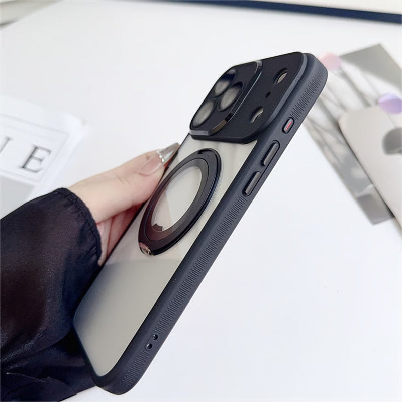 EASONCASE日本公式 カメラ保護フィルム一体型 iphone14-17ケース 滑り止め iphone ケース 360°スタンド付き 晶鋭シリーズ