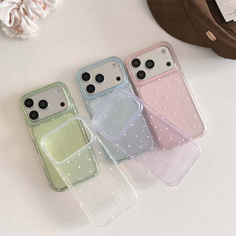 iphone17/16/15 ケース ドット柄 流行り 可愛い スマホケース 韓国 グリップ付き iphone ケース 女子 人気