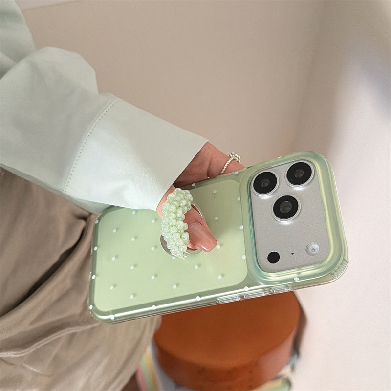 iphone17/16/15 ケース ドット柄 流行り 可愛い スマホケース 韓国 グリップ付き iphone ケース 女子 人気