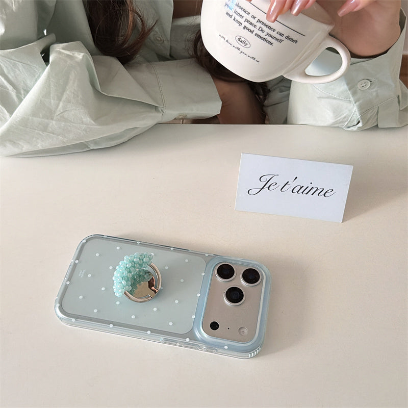 iphone17/16/15 ケース ドット柄 流行り 可愛い スマホケース 韓国 グリップ付き iphone ケース 女子 人気
