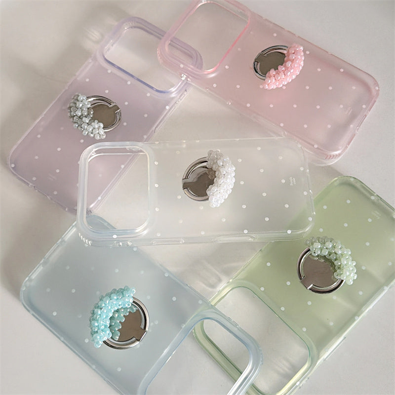 iphone17/16/15 ケース ドット柄 流行り 可愛い スマホケース 韓国 グリップ付き iphone ケース 女子 人気