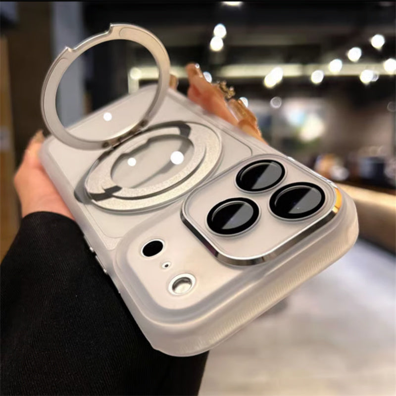 EASONCASE日本公式 カメラ保護フィルム一体型 iphone14-17ケース 滑り止め iphone ケース 360°スタンド付き 晶鋭シリーズ