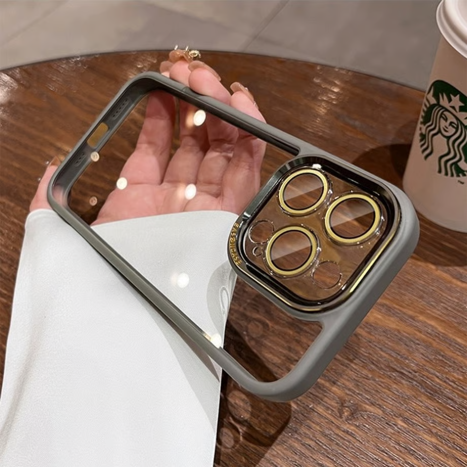 EASONCASE日本公式 iphone14-17 ケース 透明 可愛い iphoneケース カメラ まで 保護 クリア スマホケース 鎏金シリーズ