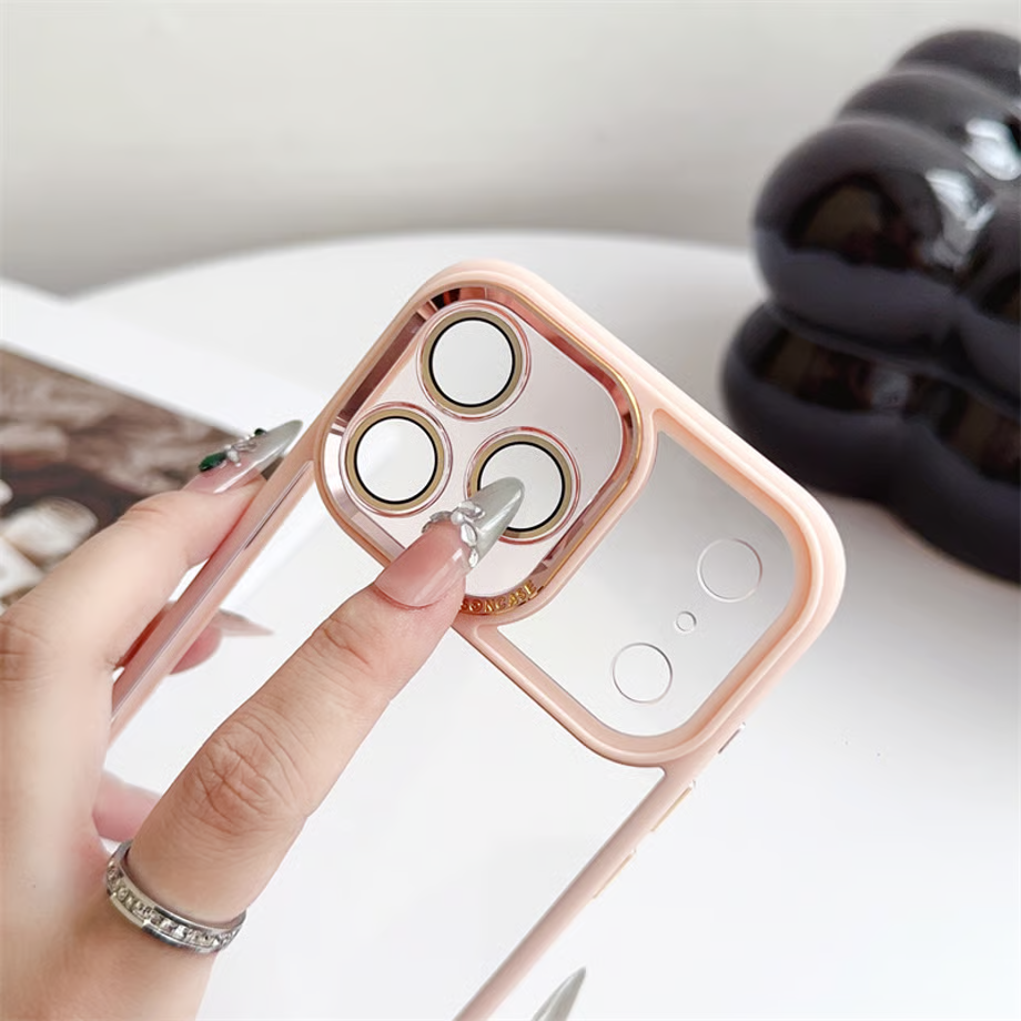 EASONCASE日本公式 iphone14-17 ケース 透明 可愛い iphoneケース カメラ まで 保護 クリア スマホケース 鎏金シリーズ