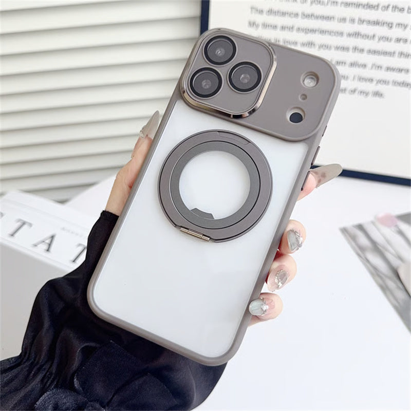 EASONCASE日本公式 カメラ保護フィルム一体型 iphone14-17ケース 滑り止め iphone ケース 360°スタンド付き 晶鋭シリーズ