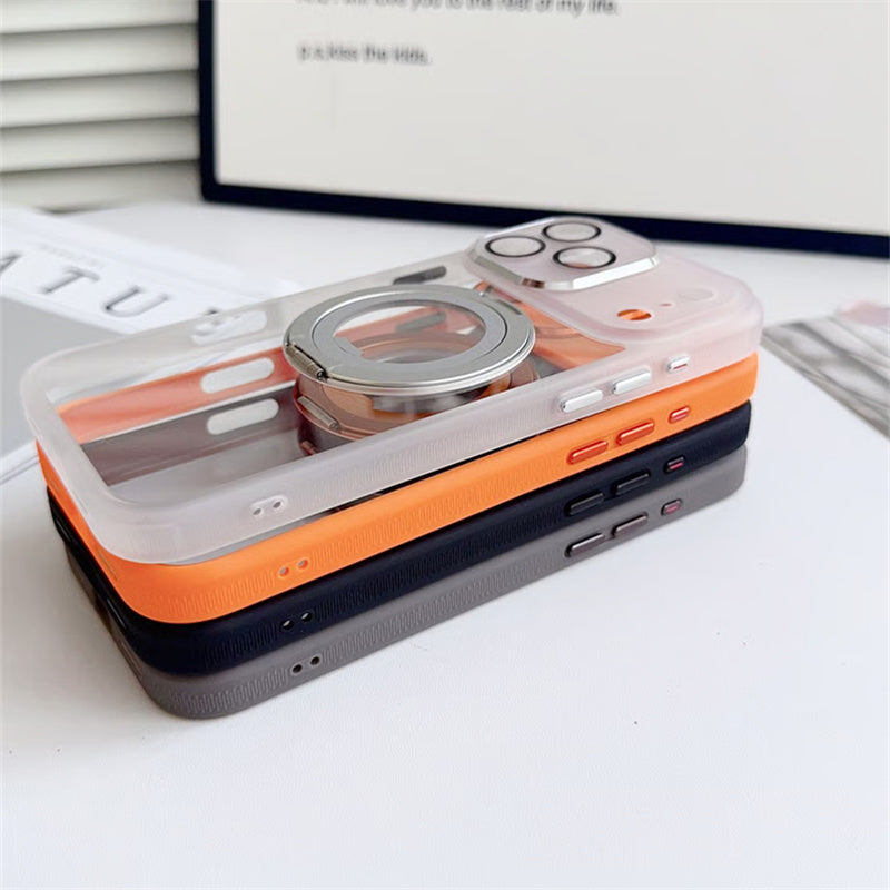 EASONCASE日本公式 カメラ保護フィルム一体型 iphone14-17ケース 滑り止め iphone ケース 360°スタンド付き 晶鋭シリーズ