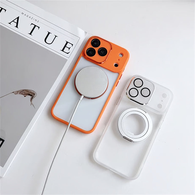 EASONCASE日本公式 カメラ保護フィルム一体型 iphone14-17ケース 滑り止め iphone ケース 360°スタンド付き 晶鋭シリーズ