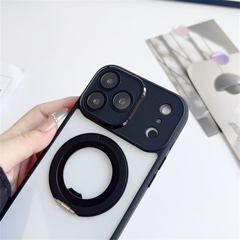 EASONCASE日本公式 カメラ保護フィルム一体型 iphone14-17ケース 滑り止め iphone ケース 360°スタンド付き 晶鋭シリーズ
