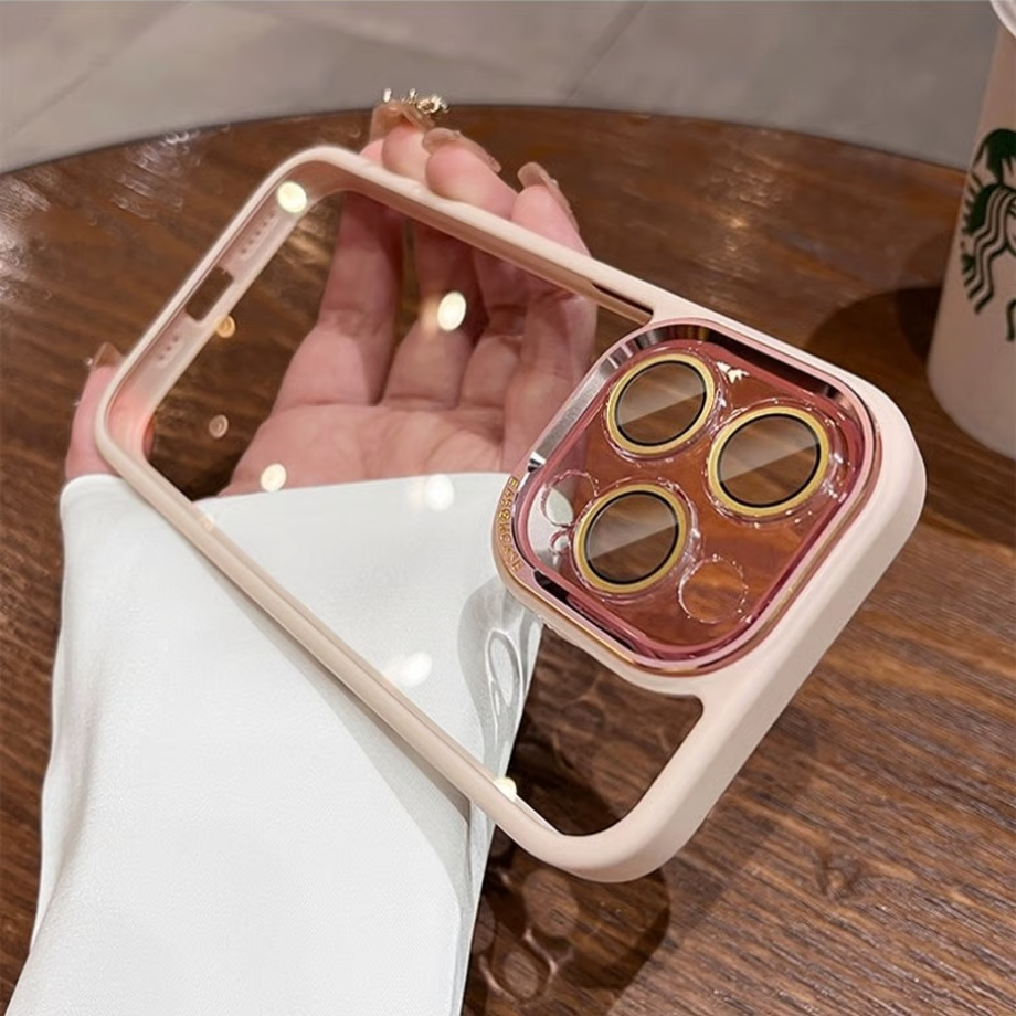 EASONCASE日本公式 iphone14-17 ケース 透明 可愛い iphoneケース カメラ まで 保護 クリア スマホケース 鎏金シリーズ