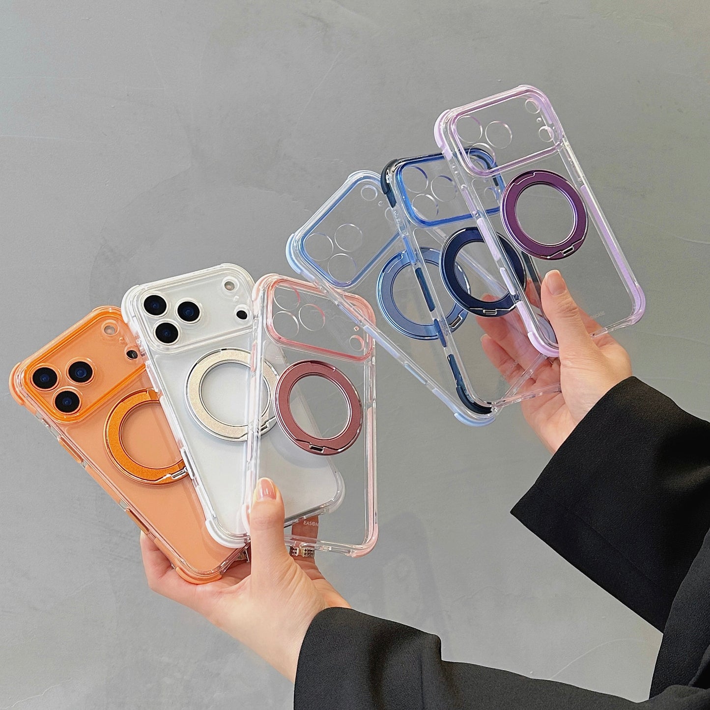 EASONCASE日本公式 iphone ケース 可愛い カラフル 360°スタンド付き iphone ケース 衝撃吸収 彩盾シリーズ