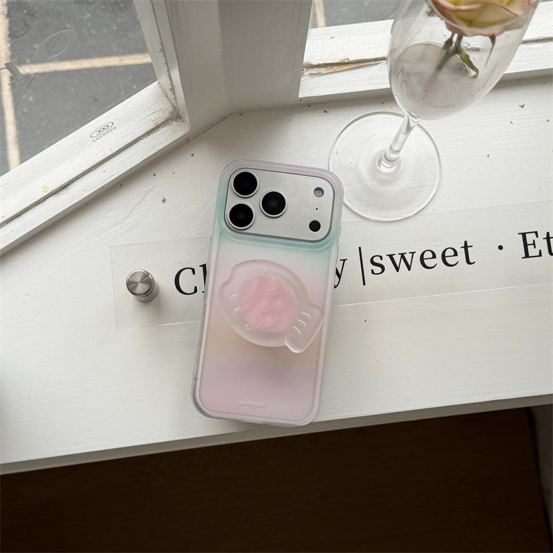 グリップ 付き iphone17 ケース iphone16/15 ケース ピンク iphone ケース グラデーション 流行り 可愛い スマホケース 韓国