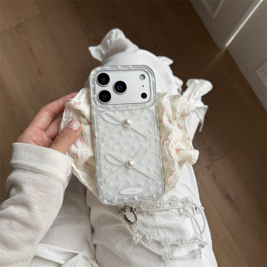 iphone17 ケース 花柄 iphone16/15 ケース リボン iphone ケース パール スマホケース ビーズ チェーン 韓国