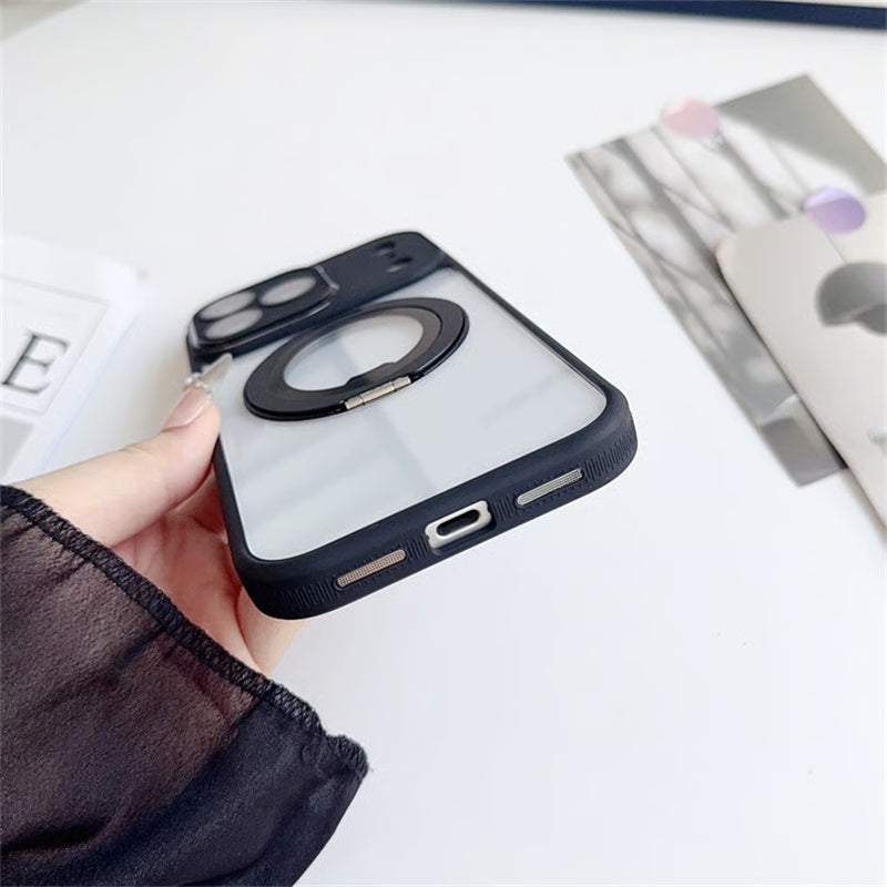 EASONCASE日本公式 カメラ保護フィルム一体型 iphone14-17ケース 滑り止め iphone ケース 360°スタンド付き 晶鋭シリーズ
