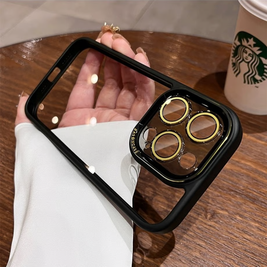 EASONCASE日本公式 iphone14-17 ケース 透明 可愛い iphoneケース カメラ まで 保護 クリア スマホケース 鎏金シリーズ