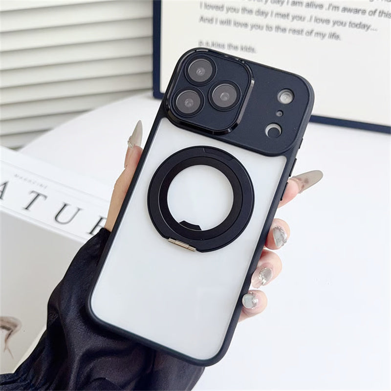 EASONCASE日本公式 カメラ保護フィルム一体型 iphone14-17ケース 滑り止め iphone ケース 360°スタンド付き 晶鋭シリーズ