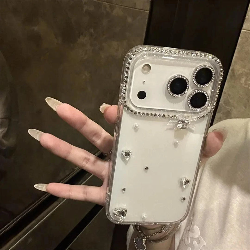 カメラ保護リング 付き クリア iphone17/16 ケース スマホ デコ ライン ストーン iphone15/14/13 ケース キラキラ おしゃれ