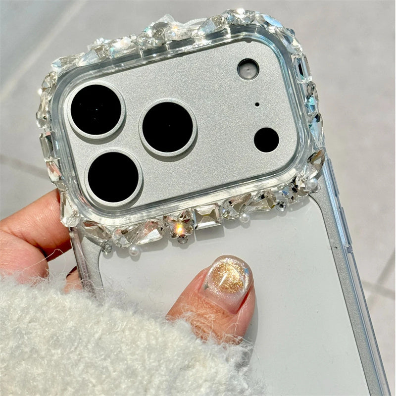 キラキラ カメラ保護リング  iphone17/16 ケース ストーン デコ iphone15/14 ケース クリア iphone13/12 ケース キラキラ 可愛い