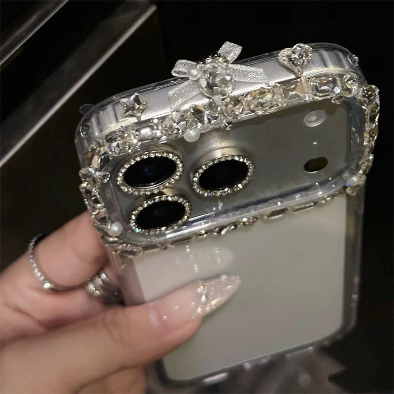 キラキラ カメラ保護リング  iphone17/16 ケース ストーン デコ iphone15/14 ケース クリア iphone13/12 ケース キラキラ 可愛い