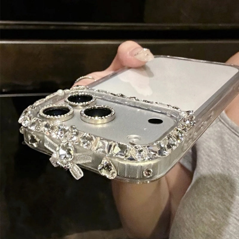 キラキラ カメラ保護リング  iphone17/16 ケース ストーン デコ iphone15/14 ケース クリア iphone13/12 ケース キラキラ 可愛い